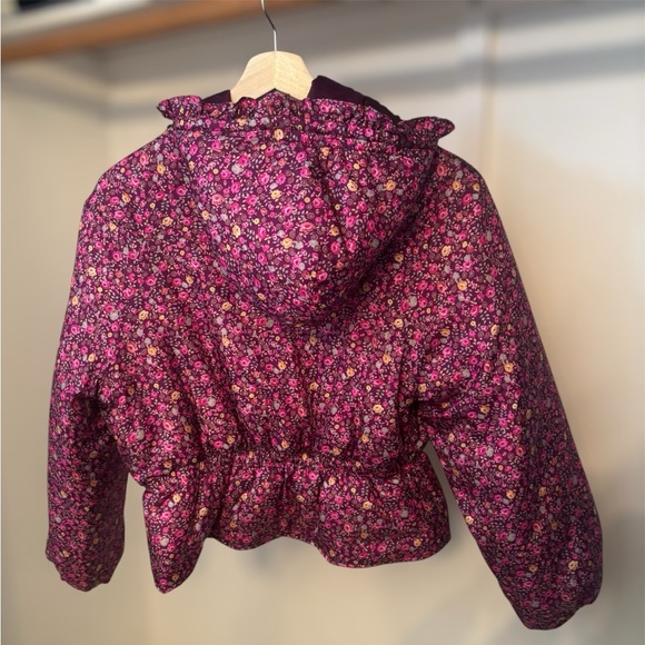 LoveShackFancy Modena Puffer Quilted Floral Print Jacket in Cherry Wine - Picture 7 of 10